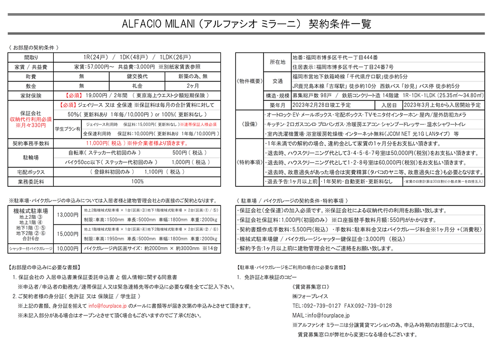 アルファシオ ミラーニ 契約条件